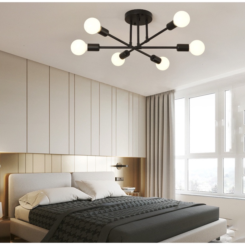 Lampu Gantung 6 E27 Led Industrial Ceiling Lamps Plafon Desain Nordic Modern Untuk Dapur  Ruang Tamu  Kamar Tidur (not Included Bulb) lampu gantung industrial