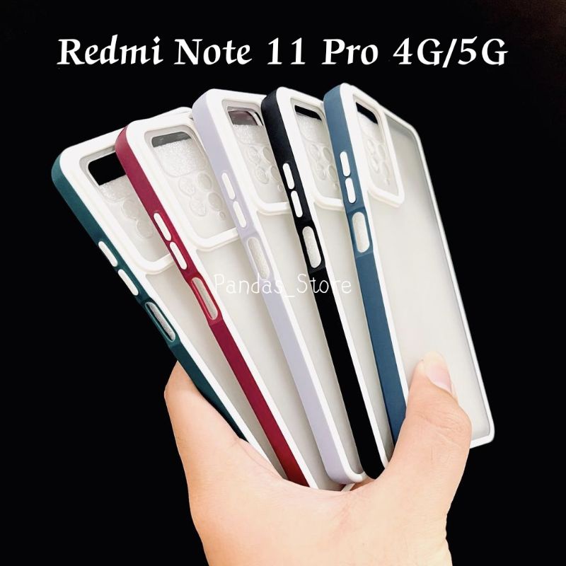 Pro Hybird Redmi Note 11 Pro 4G / 5G Softcase Halus dan Elegan / Pinggiran Garis Putih Keren (Pandas)