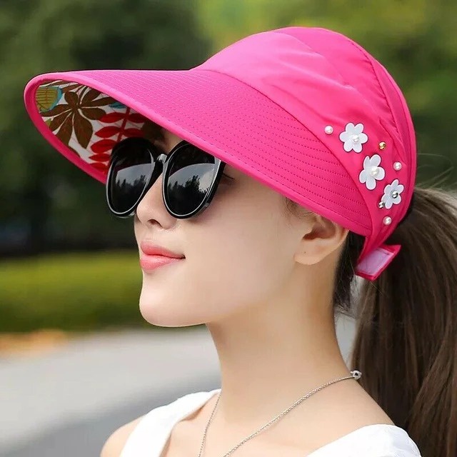 Topi Pantai Wanita Korea Kekinian Motif Bunga Golf Cap Visor Girl Fashion BEST K1