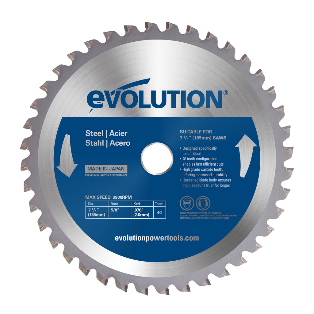 Dry Cut Saw Blade EVOLUTION 7inch Mata Pisau TCT 185mm Potong Besi Steel