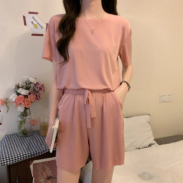 BAJU TIDUR WANITA PIYAMA WANITA PIYAMA PENDEK BAJU TIDUR PENDEK WANITA CELANA PENDEK WANITA PAKAIAN TIDUR PIYAMA BAJU TIDUR LENGAN PENDEK PIYAMA LENGAN PENDEK BAJU TIDUR WANITA POLOS PIYAMA CELANA PENDEK THARA SHORT SET-Pink