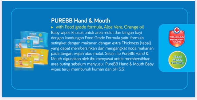 Pure Baby Wipes Hand &amp; Mouth 60pcs / Tisu Basah (1 pack)