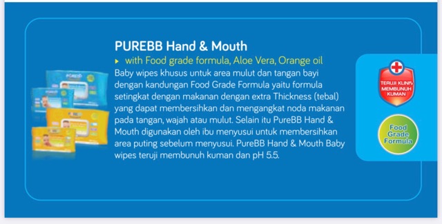 Pure Baby Wipes Hand &amp; Mouth 60pcs / Tisu Basah (1 pack)