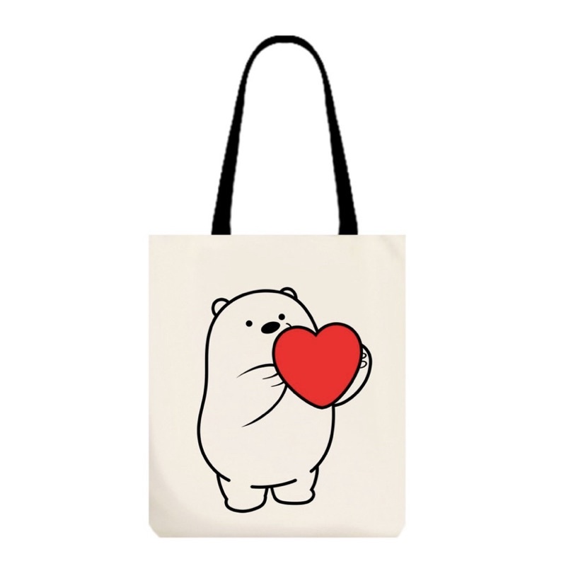 TAS TOTEBAG RESLETING WANITA BEAR BAHAN CANVAS / TOTE BAG LUCU PAKAI RESLETING COD MURAH