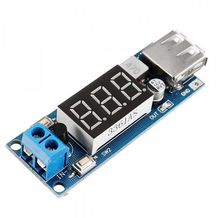 USB Charger LED Step Down Buck Converter Voltmeter Module