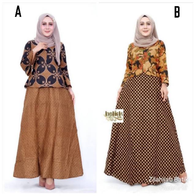 Gamis Vihan Batik Solo Fashion Wanita Gamis Batik Modern Dress Batik Kombinasi Ori By SVJ