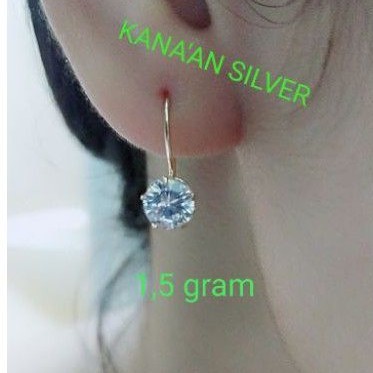 Anting Desy remaja/dewasa rose gold mata zircon putih perak asli 925/Silver lapisan mas kuning murni