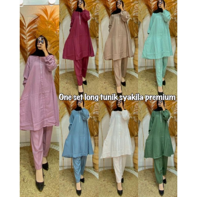 ONE SET LONG TUNIK SYAKILA PREMIUM SWAROVSKI