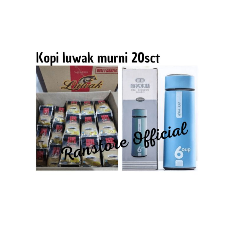 Termurah tumbler kaca + kopi luwak 20sct 7gr