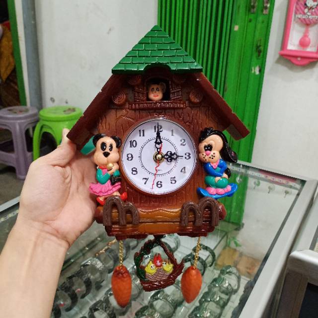 Jam Dinding Bunyi Dan Bandul Goyang jam dinding Cuckoo motif rumah bunyi