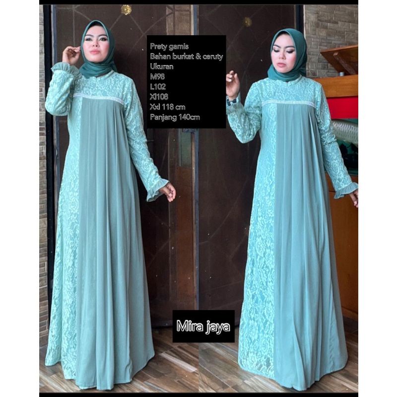 SatriaStore08 / Gamis Brokat Katun Original / Baju Gamis Wanita / Gamis Kondangan / Gamis Kekinian /
