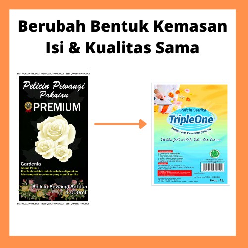 SHABRINA_FASHION!! PELICIN DAN PEWANGI SETRIKA PAKAIAN PREMIUM KEMASAN 1000 ML GARDENIA BERKUALITAS