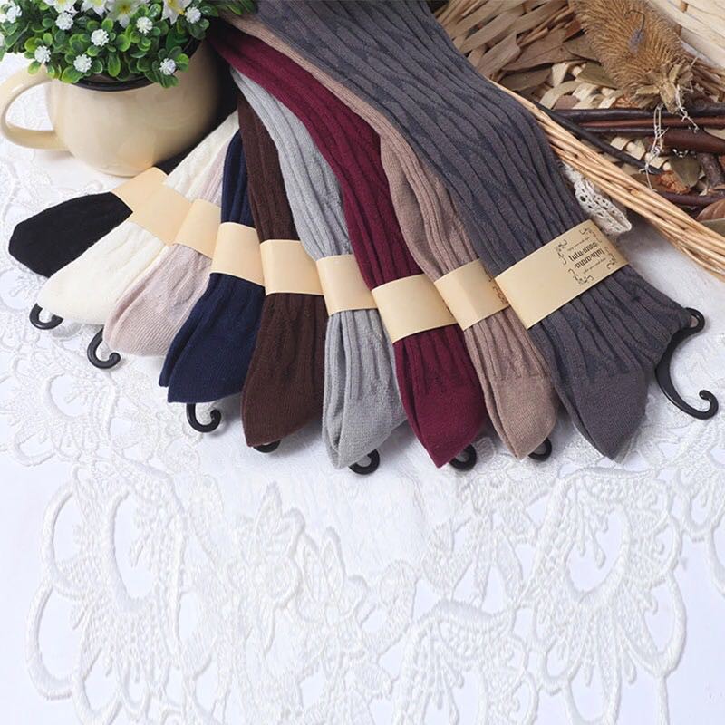 IMPORT Sock Twist Katun Kaos Kaki import Selutut Katun Twist Winter Musim Dingin