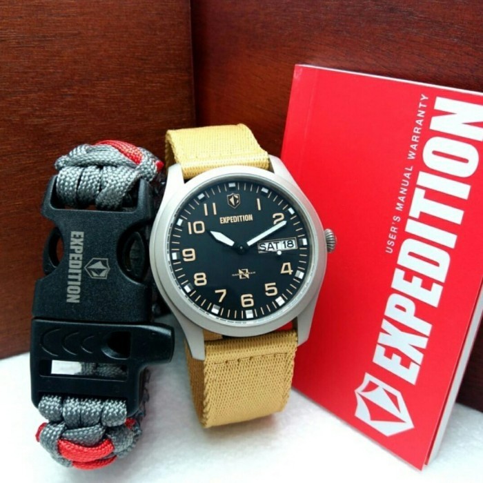 JAM TANGAN PRIA EXPEDITION E 6794 TALI KANVAS FREE GELANG ORIGINAL GARANSI RESMI 1 TAHUN