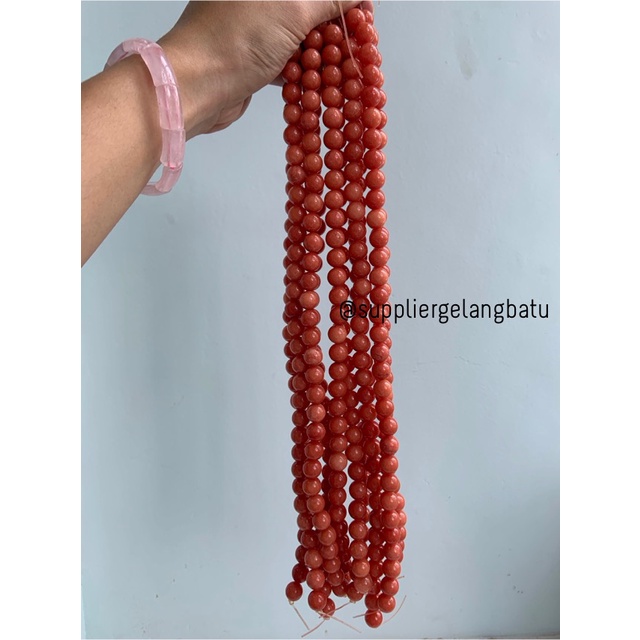 bahan batu Manigajah 12mm oren natural polish corak retak orange akik