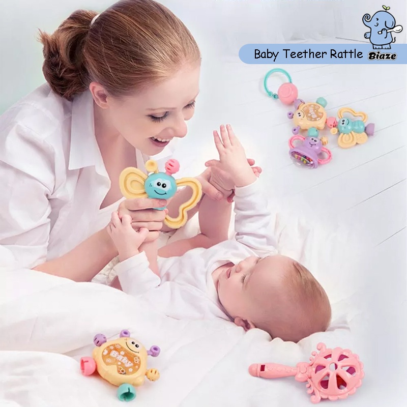 Biaze Baby Teether Rattle Teething Kit Mainan /Gigitan Bayi Gigitan /Bayi Teether Mainan Bayi /Rattle Teether bayi dengan kontainer 7 pcs set