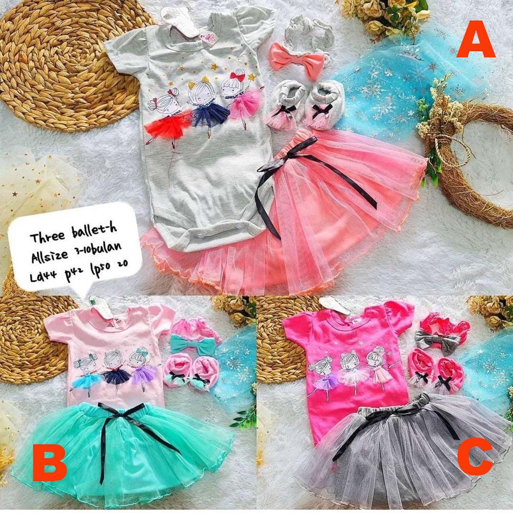 Baju Bayi Perempuan 0 3 6 9 Bulan Set Jumper Bayi Perempuan Setelan Rok Bayi Cantik Murah Three Ballet