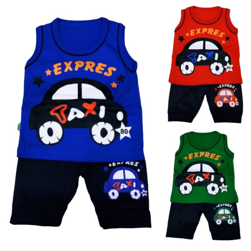 Setelan Bayi Kaos Singlet Celana Pendek Baby Tery umur 1-12 bulan