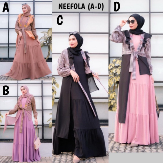 NEEFOLA (A-H) by DCL PREMIUM (Gamis simple, gamis kasual, gamis cantik, dress muslimah, dress panjan