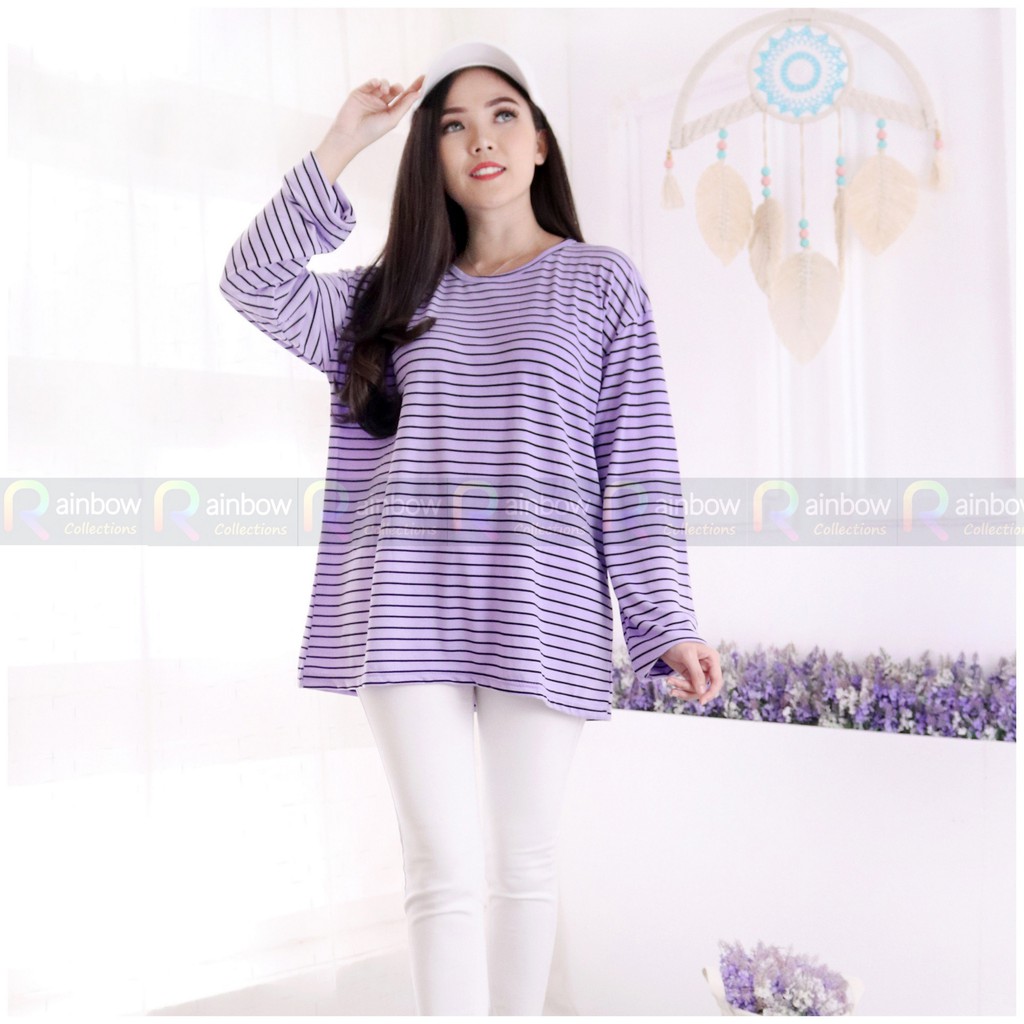 Atasan Wanita Stevia Top /Stevy / Stevi / Kaos Salur Warna / Ukuran JUMBO XXL/ BIG SIZE SW 18