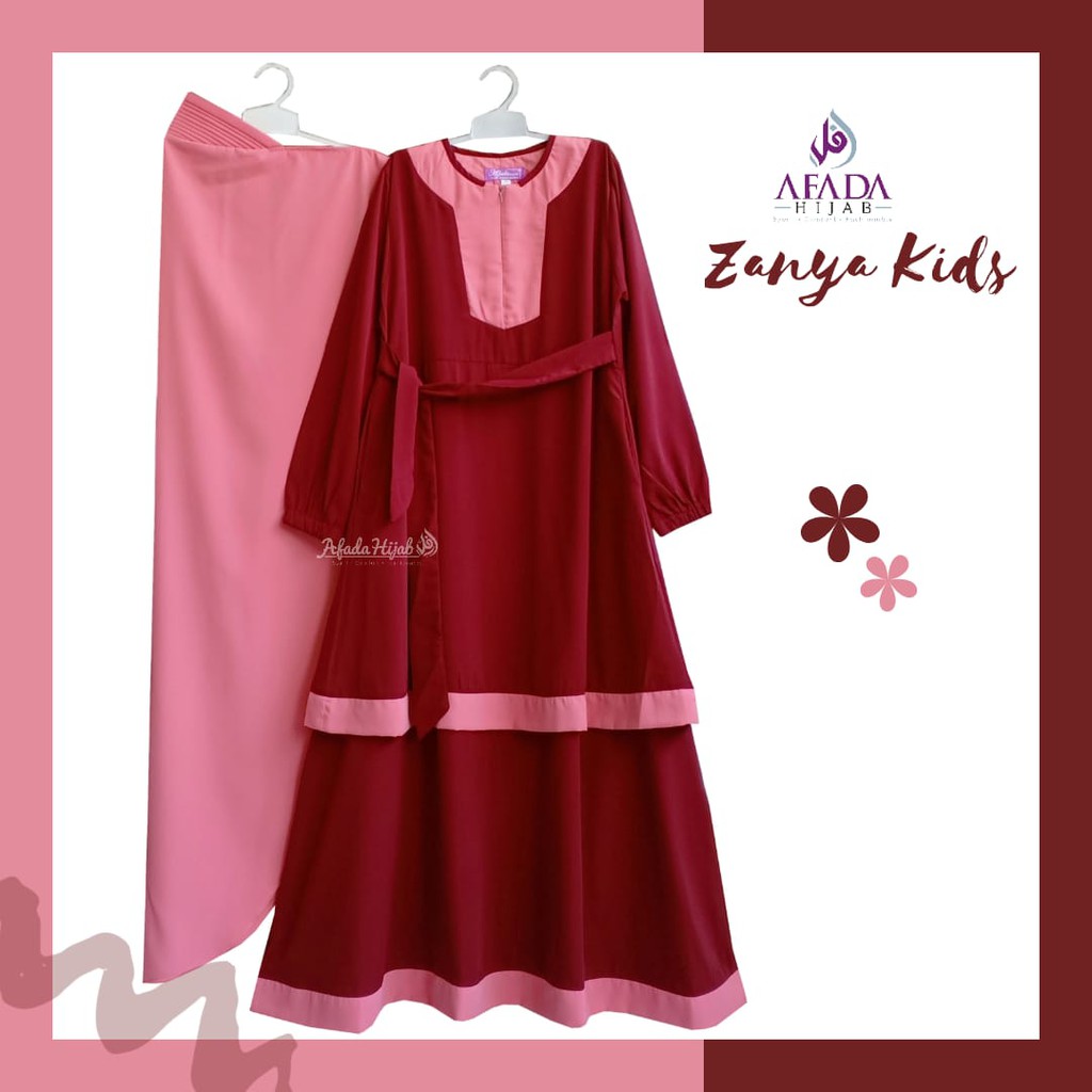 Afada Hijab_Set Gamis Anak Syari Zanya