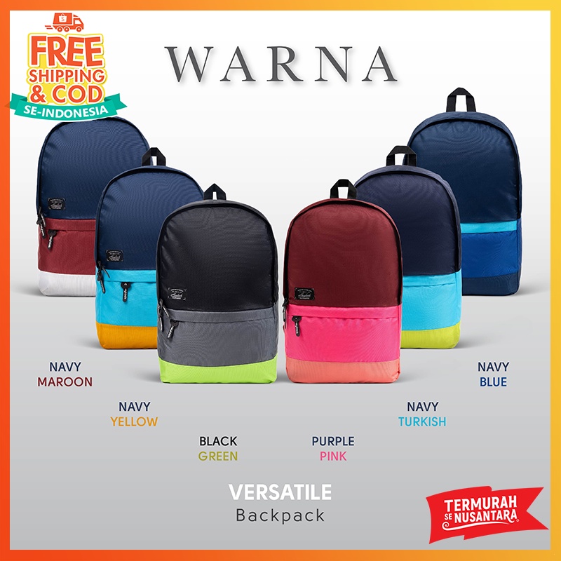 [BISA COD] VERSATILLE Backpack Unisex Tas Ransel Laptop BerGARANSI Pria Wanita Kuliah Kerja Sekolah