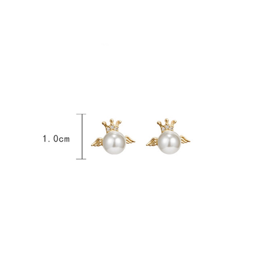 Anting Tusuk Silver S925 Desain Geometri Sayap Malaikat Hias Mutiara + Berlian Imitasi Untuk Wanita