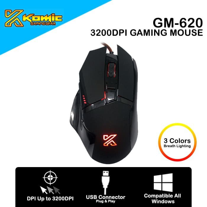 Mouse Gaming Komic GM-620 3200DPI Macro Programmable