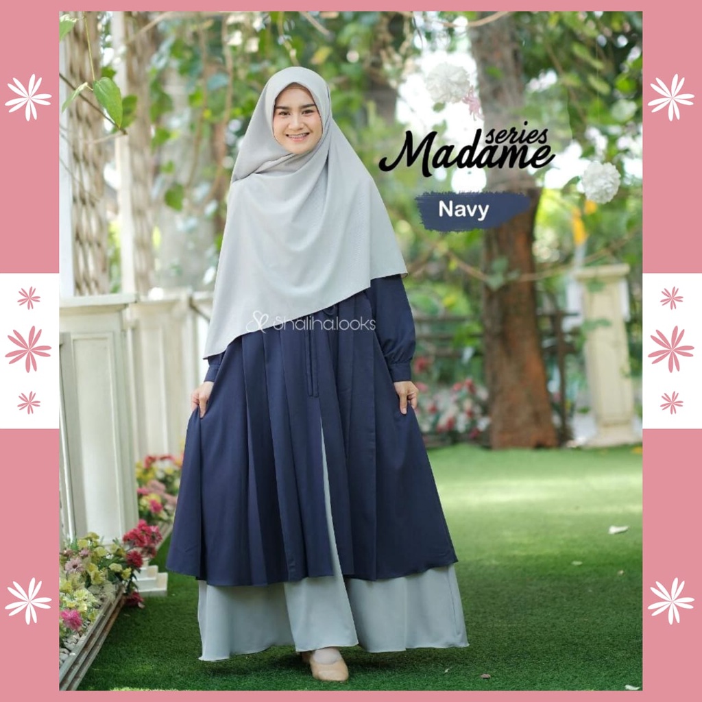 MADAME SERIES - NAVY BY SHALIHA LOOKS | GAMIS SET MURAH | GAMIS LEBARAN