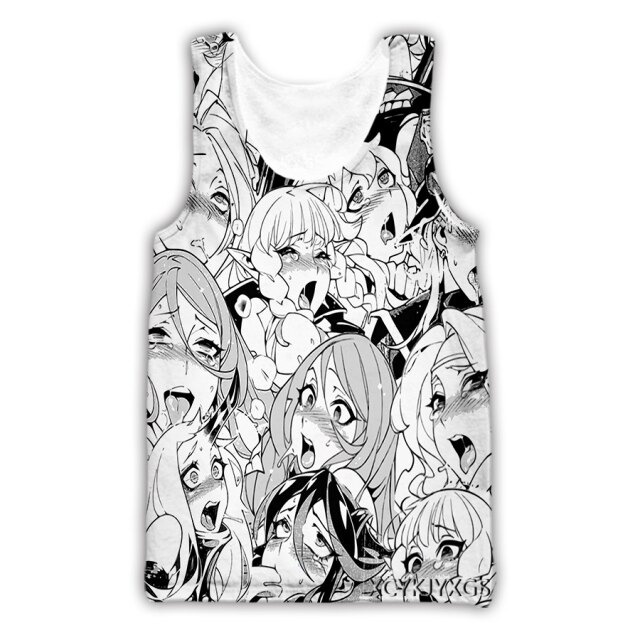baju Kaos Baju Singlet Tank top Ahegao Face Ecchi custom desain suka suka