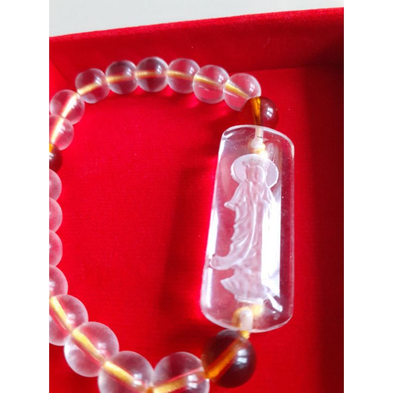Gelang Kwan Im Gelas Crystal Guan Yin Keutuhan Keluarga & Penyembuhan