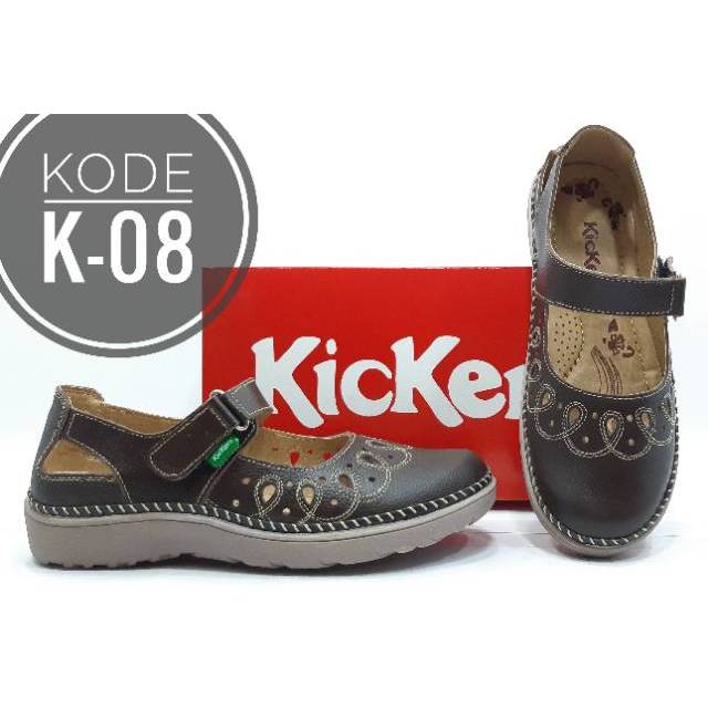 Sepatu Kickers Wanita Bahan Kulit Asli Kode K-08 Coklat 