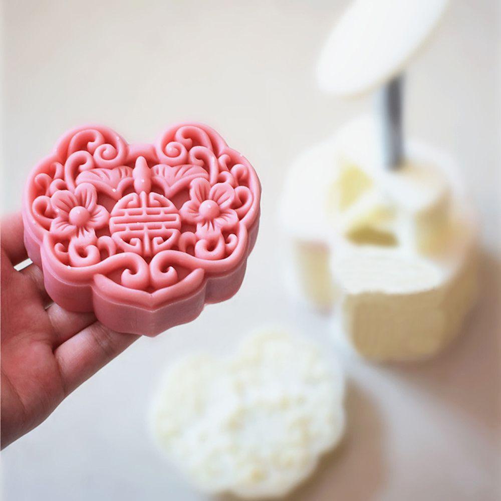 【 ELEGANT 】 Es Kulit Cetakan Mooncake 1set Plastik Tangan Ditekan Mid-Autumn Festival Moon Cake Cookie Mold Dapur Gadget Mooncake Hias Aksesoris Kue Bulan Cetakan Mooncake