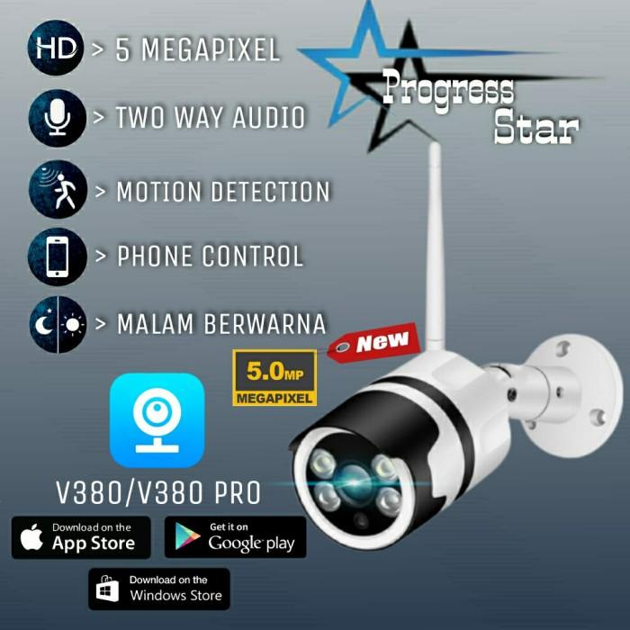 Cam Ip Outdoor V380 Color Fu / Ip Kamera 5Mp Cctv Outdoor Wifi Wireless