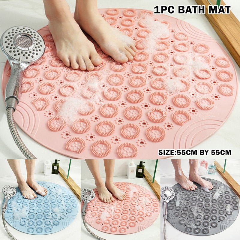 Keset Kamar Mandi Bentuk Bulat Bahan PVC Anti Slip Ukuran 55x55cm