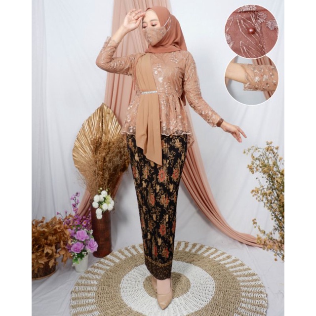 Baru - COD~SET KEBAYA MODERN AURORA TULLE SELENDANG/KEBAYA BROKAT/KEBAYA PESTA/KEBAYA WISUDA/TUNIK BROKAT