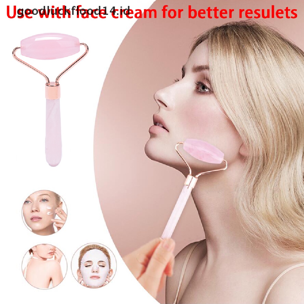 [OOID] Rose Quartz Crystal Roller Massager Lifting Wrinkle Facial Skin Care Beauty Tool ID