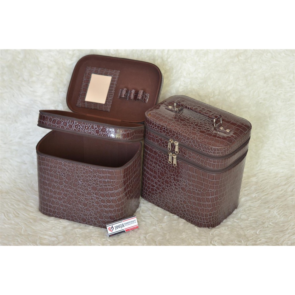 PROMO JUMBO SIZE TAS MEKE UP TAS KOSMETIK CANTIK ELEGAN - CROCO BROWN