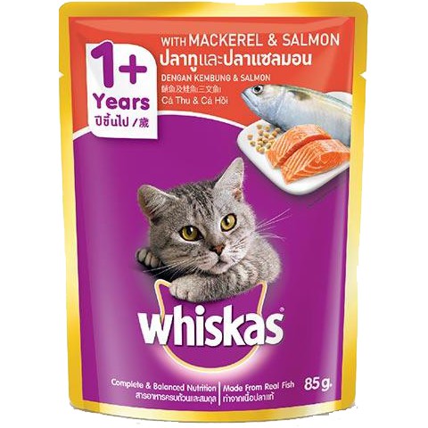 WHISKAS MAKANAN KUCING BASAH ADULT CAT WET FOOD KUCING POUCH 85 gr SASET 85gr KEMASAN CAT FOOD