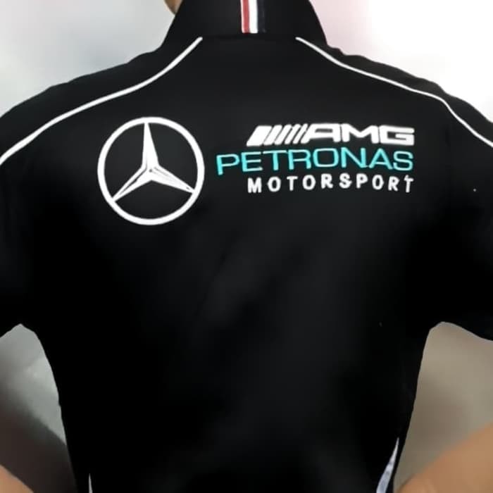 BAJU OTOMOTIF MERCEDES, SERAGAM KOMUNITAS MOTO GP, KEMEJA BORDIR F1