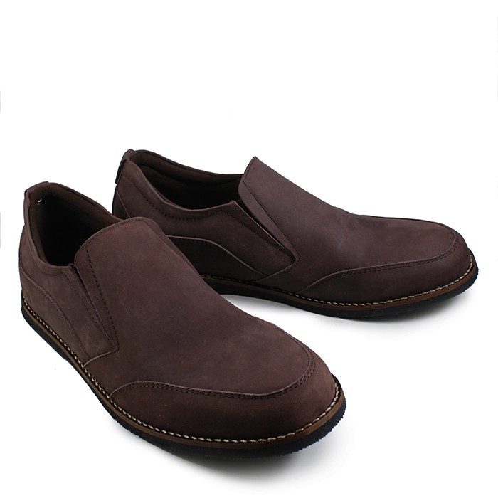 Sepatu Casual Formal Santai Pria Sauqi Jack Slop Brown Kulit Kerja