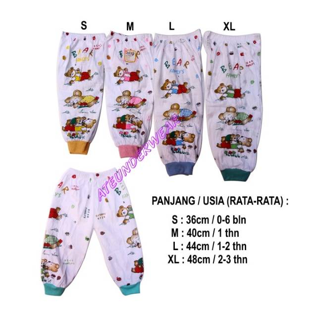 AT107-Paket 6 pcs Celana Panjang anak putih karakter  / celana panjang bayi