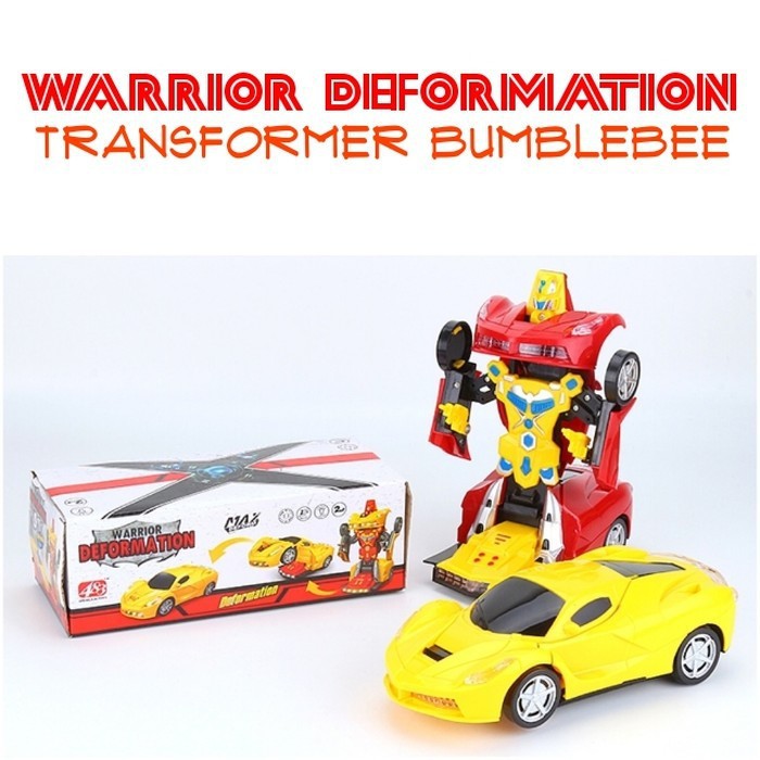 MAINAN MOBIL ROBOT WARRIOR DEFORMATION BUMBLE BEE TRANSFORMER BUMP &amp; GO