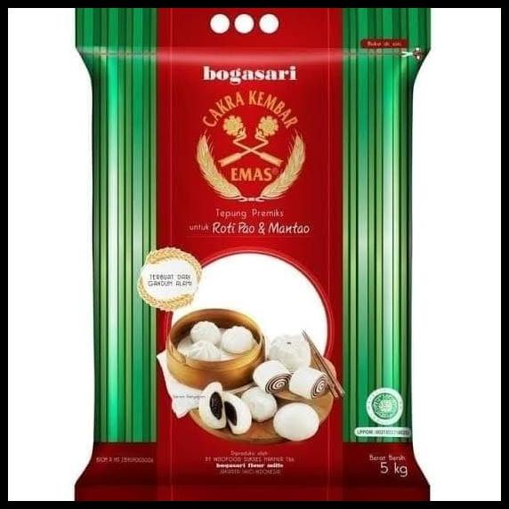 

Tepung Roti Pao Manthou Cakra Kembar Emas Bogasari 5Kg