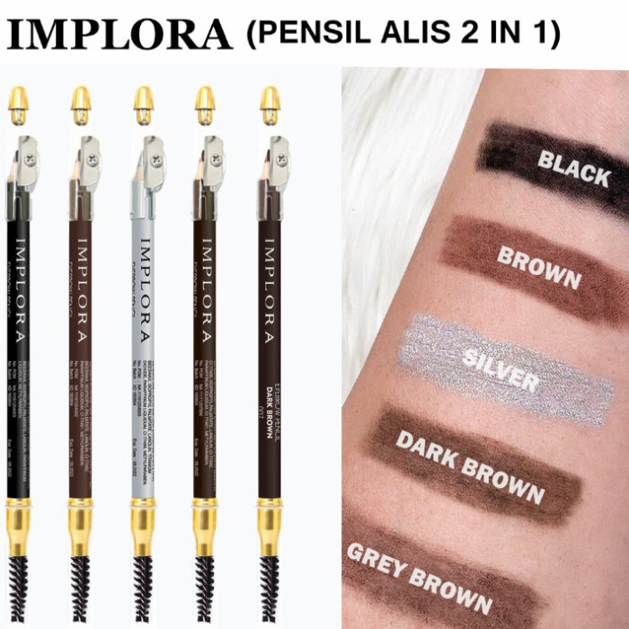 ❤ RATU ❤ Implora Pensil Alis Coklat Hitam Silver Biru (✔️BPOM)