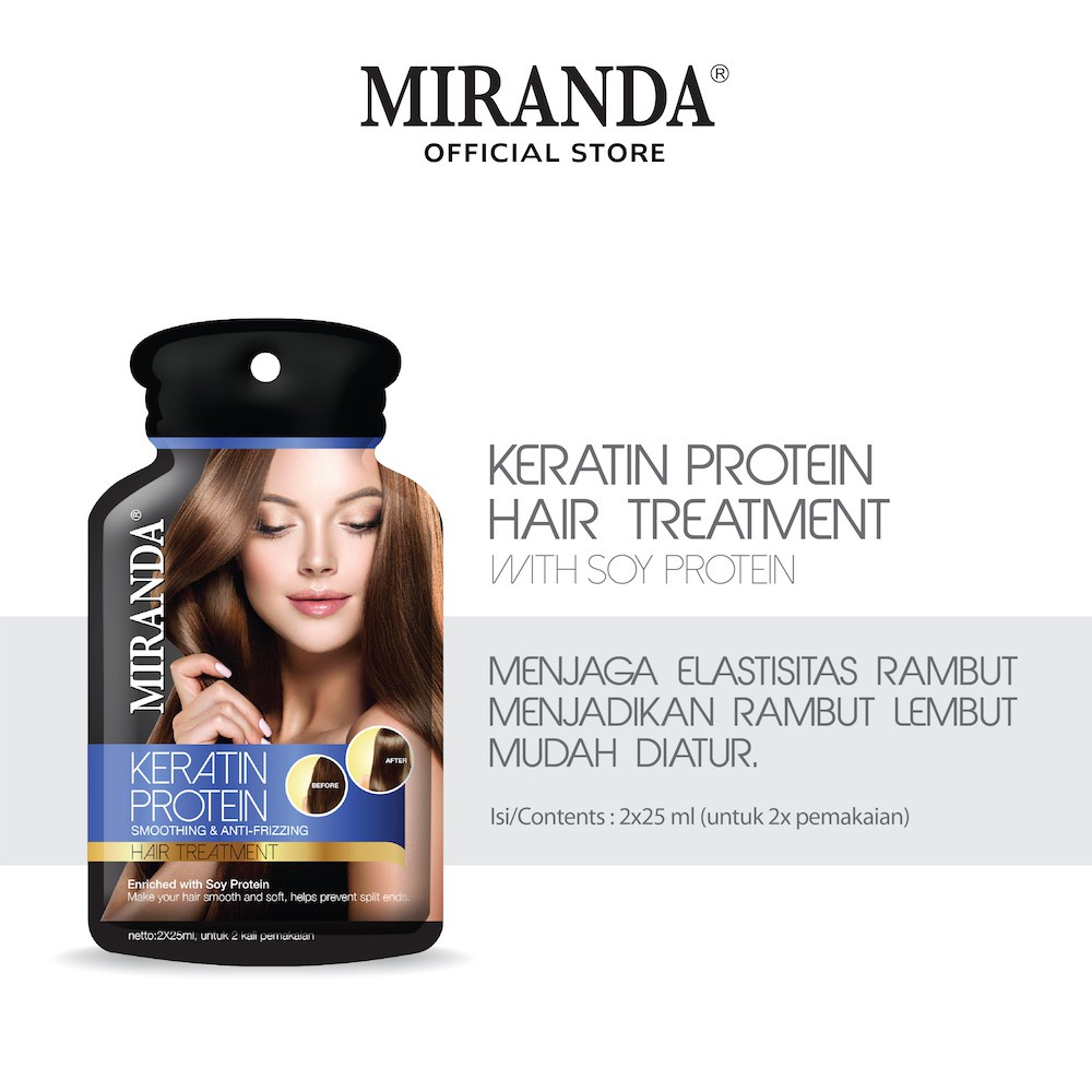 [BIRU] MIRANDA Keratin Protein Smoothing &amp; Anti Frizzing Hair Treatment 2x25ml