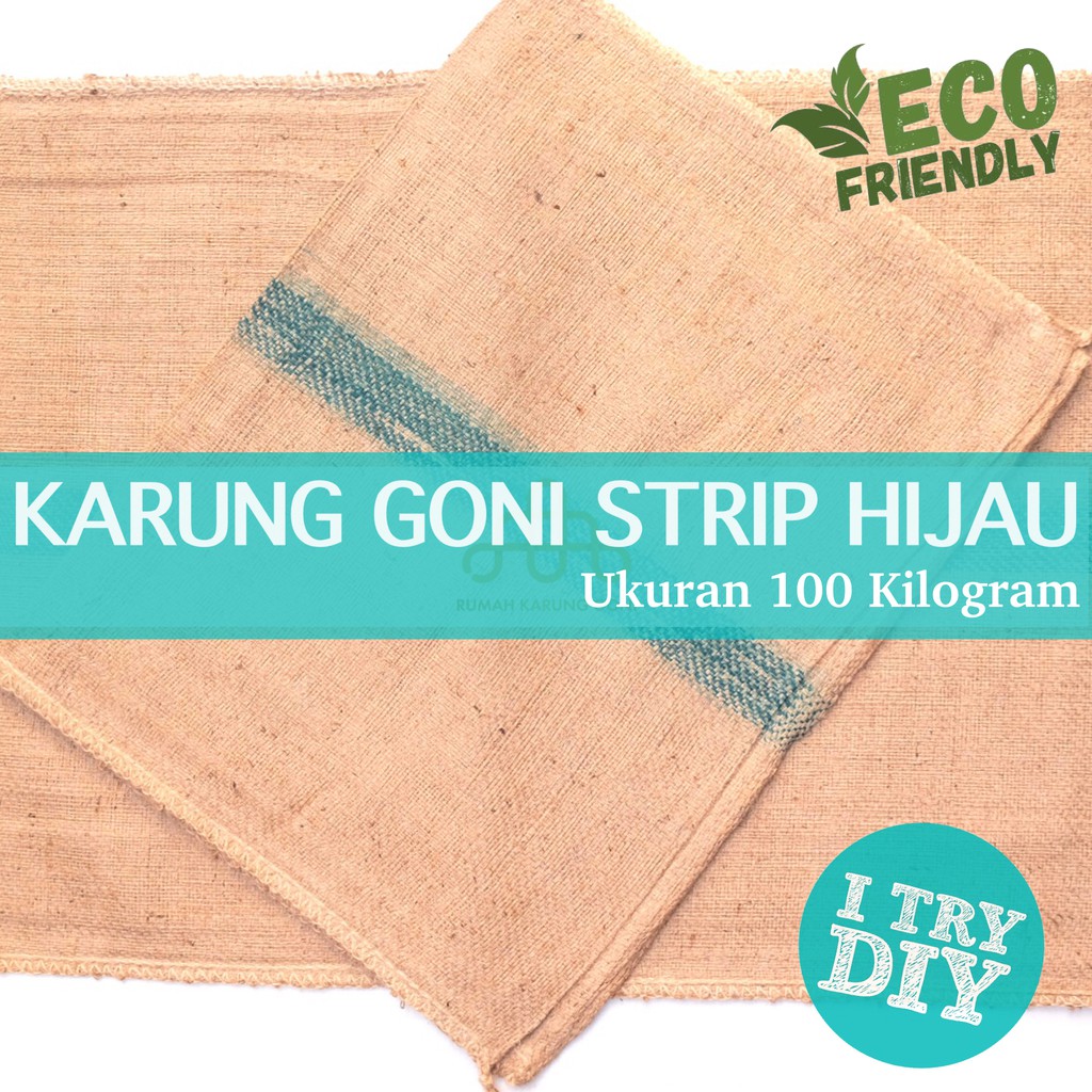 Karung Goni Baru Strip Hijau 100 KG - Karung Goni Wadah Kopi Baru Jakarta