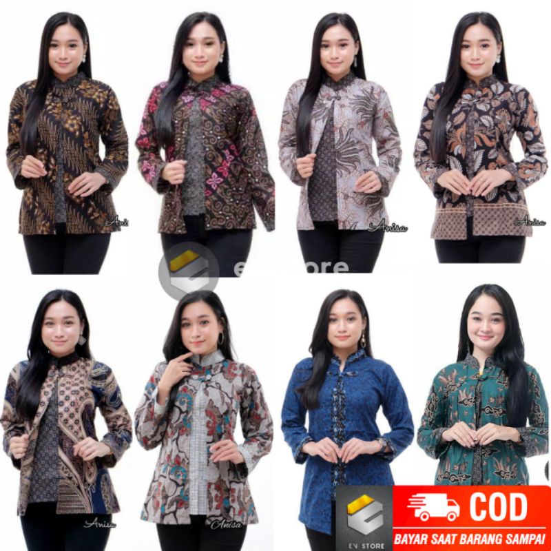 Tey-17 Batik Wanita Asj Sa Hrb026 Kenongo Kemeja Tosca Pendek