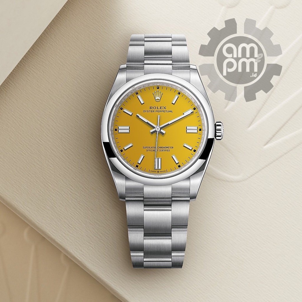 JAM TANGAN ROLEX OYSTER PERPETUAL 41 AUTOMATIC SILVER YELLOW DIAL