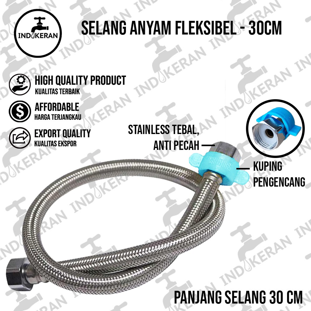 INDOKERAN - Selang Anyam Fleksibel PVC - 30 CM - High Quality